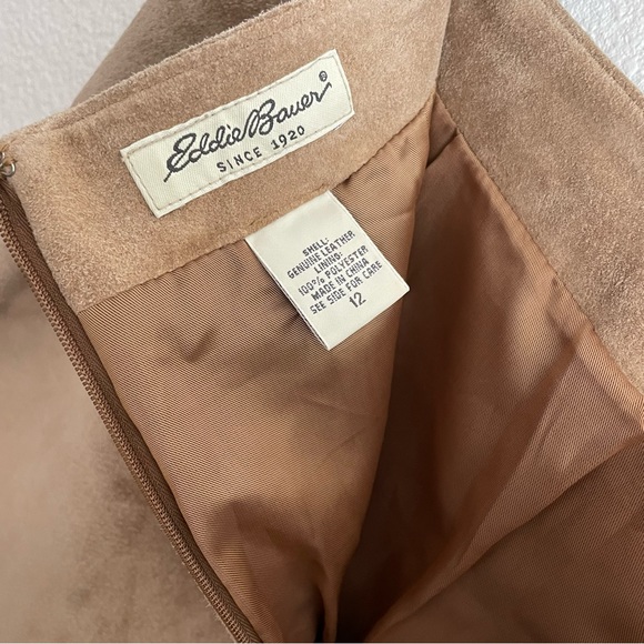 Eddie Bauer Vintage Suede Genuine Leather Tan Maxi Skirt Size 12 - Picture 9 of 15